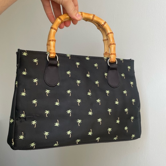 VINTAGE SATIN SUNNY PALM TREE HANDBAG - Picture 2 of 4